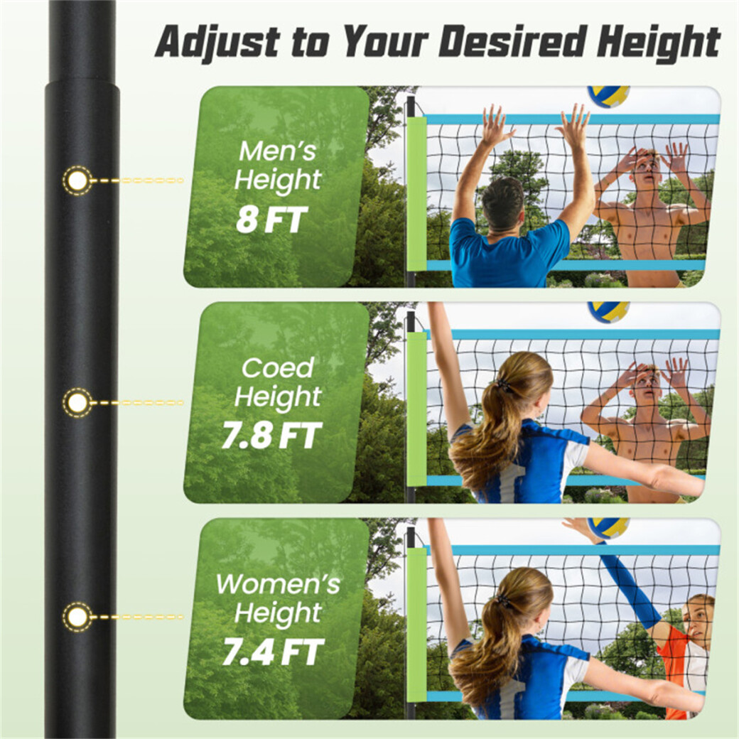 Professional Volleyball Net for Backyard, Anti-Sag Winch System, 3 Adjustable Height, Heavy Duty Portable Volleyball Net with Ball and Carry Bag, Blue