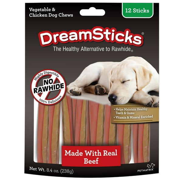 DreamBone DreamSticks RawhideFree Dog Chews, Made with Real Beef, 12