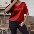 thumbnail image 6 of DeHolifer Womens Tops Summer Cotton Linen Gauze Button Down Shirts Trendy Pleated V-Neck Blouse for Ladies Red 4XL, 6 of 6