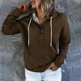 thumbnail image 2 of AherBiu Women Fall Pullover Tops Long Sleeve Half Button Hooded Sweatshirt for Women Solid Color Hoodies, 2 of 5