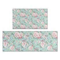 Pioneer Flower Floral Print Pattern Kitchen Rugs Sets Of 2,Anti Fatigue Kitchen Mat Rugs Non Slip Washable,Decorative Kitchen Floor Mats for Kitchen,Sink,Laundry,17"x30" 17"x47"