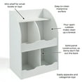 thumbnail image 3 of Badger Basket Children’s Wooden Four-Bin 34 gal Toy Storage Cubby with Bookshelf, White, 3 of 10
