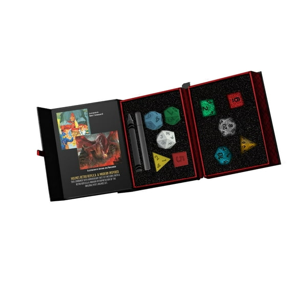FanRoll D&D 50th Anniversary Dice Double Set, Then and Now Commemorative Set with Modern and Retro DND Dice Sets