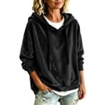 thumbnail image 3 of Women's Loose Fit Long Sleeve Hooded Velvet Knit Sweatshirt Top Soft Casual Pullover Streetwear Outfits | CSEONE,Black S, 3 of 9