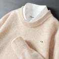 thumbnail image 3 of Suéter de lana para hombre, ropa de otoño e invierno, suéter de cachemira de visón, jersey de punto de grano de arroz de color sólido, talla grande, holgado, informal, 3 of 5