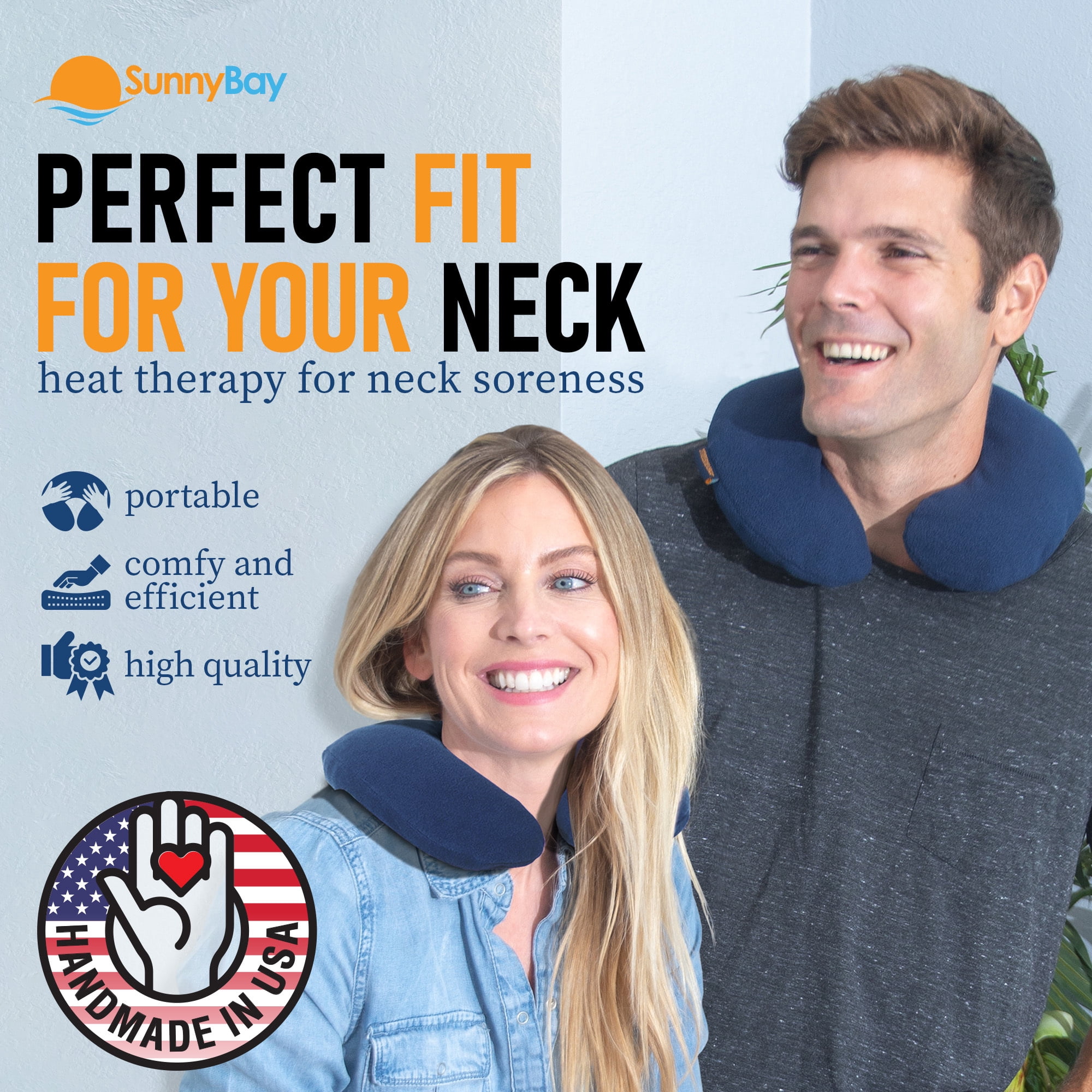SunnyBay Microwave Heating Pad, Microwavable Heated Neck Pillow for Moist Hot Therapy, Heated Neck and Shoulder Wrap with Washable Cover, 12"X12"X2", 2.5 lbs, Navy Blue
