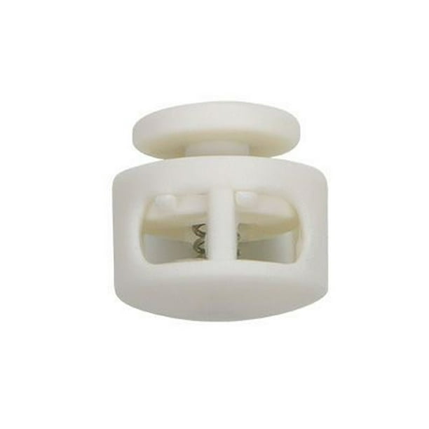 Jumpingount Tope de plástico de 100 Uds., cordón de cordón, topes de bloqueo, cierre de resorte de un solo agujero doble, cordón de cuerda, Accesorios de disfraces Blanco 7 1.65*1.65