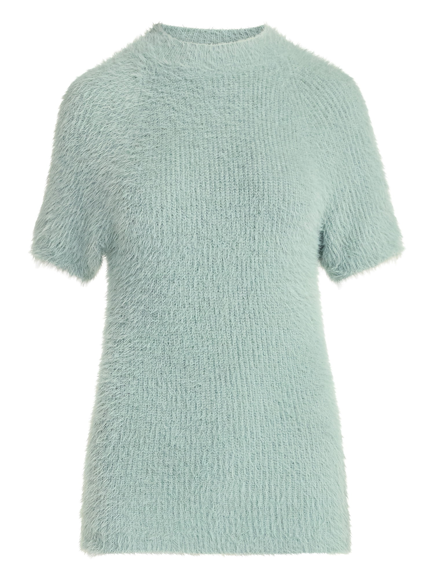 Scoop Women’s Fuzzy Sweater Top with Short Sleeves, Lightweight, Sizes XS-XXL