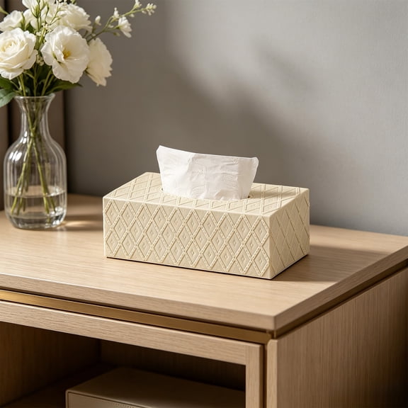 Tissue Box Holder Multipurpose Refillable, Household Car Office Toilet Paper Storage Box, Wide Mouth Smooth Dispenser for Easy Tissue Pulling, Detachable Tissue Cover for Daily Use
