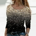 thumbnail image 2 of TAIAOJING Women T-Shirts Sequin Printed Long Sleeve Scoop Neck Splice T-Shirt Tshirt Casual Loose Tops, 2 of 7