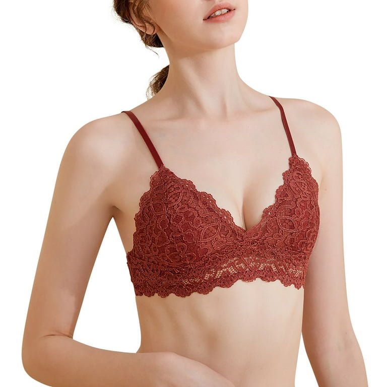 Buy Irises Women Bra Solid Color Wrapped Chest Lace Bra Lady Strap Women  Supply Free Size (28 Till 32) (C, Carrot) at