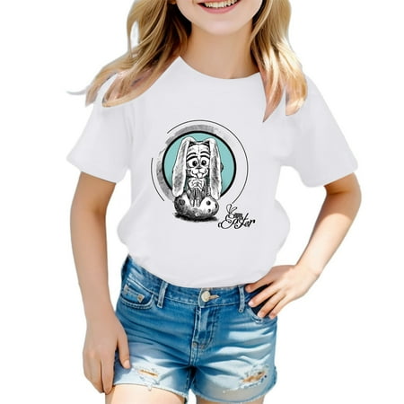 

Ydojg Toddler Girls Tops Cute Clothes Easter Bunny Shirt Happy Easter T Shirt Kids Cute Bunny Rabbit Graphic Tees For 3-4 Years