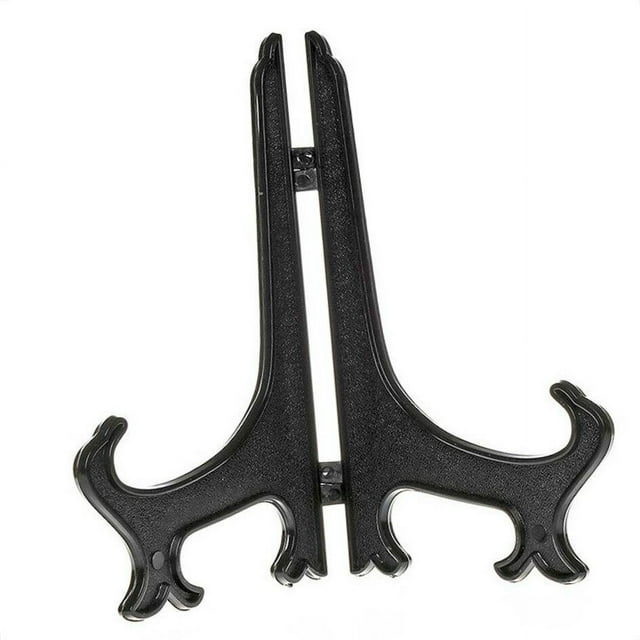 Foldable Table Plate Stand Plastic Craft Centerpiece Photo Frames Artworks Countertop Display Rack Small Easel Bedroom Kitchen Organizer 5 Inch