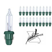 JL Missouri Parts 20x 2.5 Volt .425 Watt Clear White Glass Incandescent Bulb with a Green Base Mini Christmas Tree Lights Replacement Bulbs Style A Base