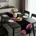 thumbnail image 2 of Pink Rose Table Runner 72 Inches Long, Vintage Abstract Garden Flower Floral Black Kitchen Coffee Dining Table Decoration for Home Party Birthday Wedding Home Decor 13x72 Inches, 2 of 8