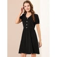 thumbnail image 2 of Vestido Acampanado Con Decoración De Botones Con Cuello En V Para Mujer Negro S, 2 of 6