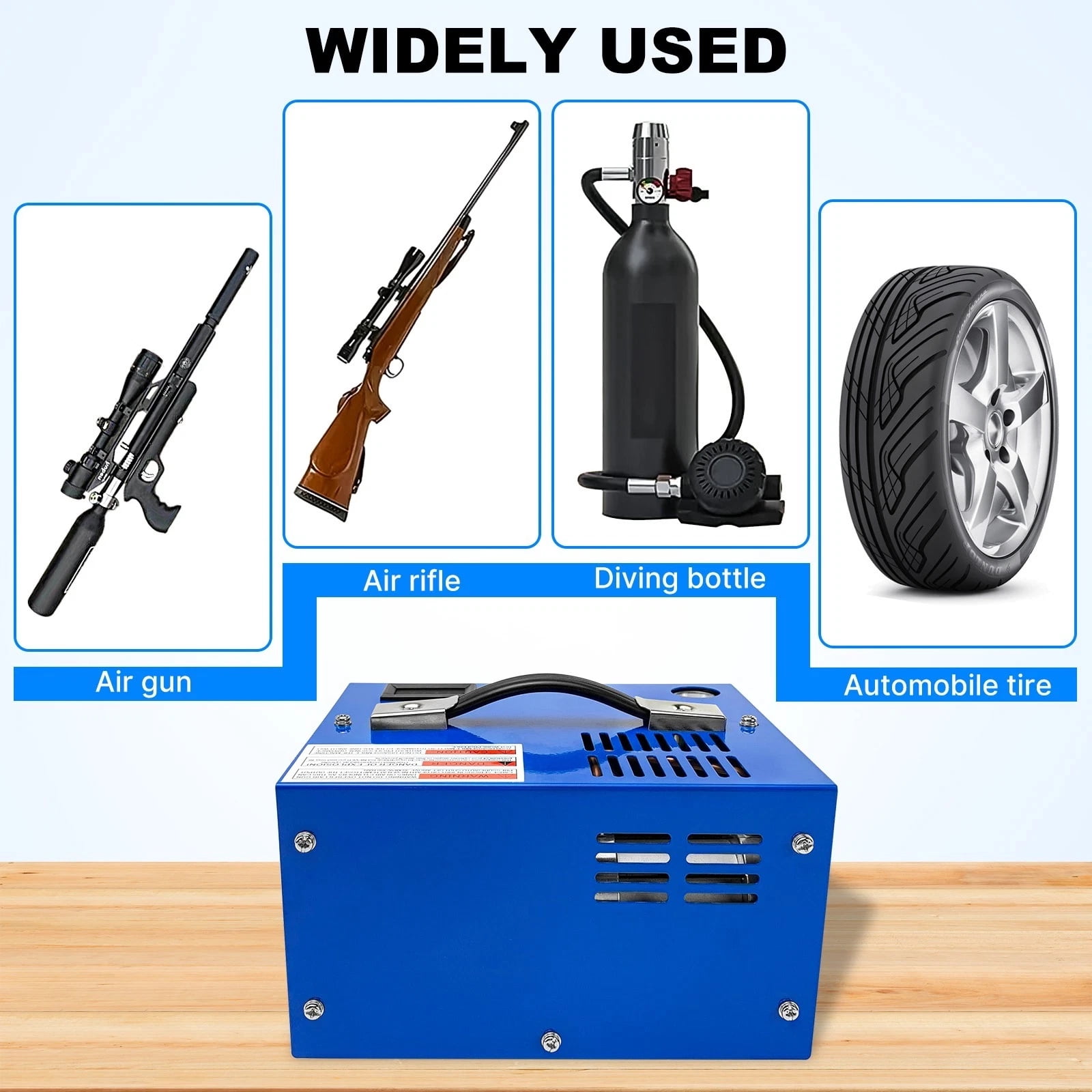iMeshbean PCP Air Compressor, 4500PSI Portable PCP Compressor, 12V DC/110V 220V AC, PCP Manual-stop, w/Built-in Fan, for Paintball, Scuba Bottle