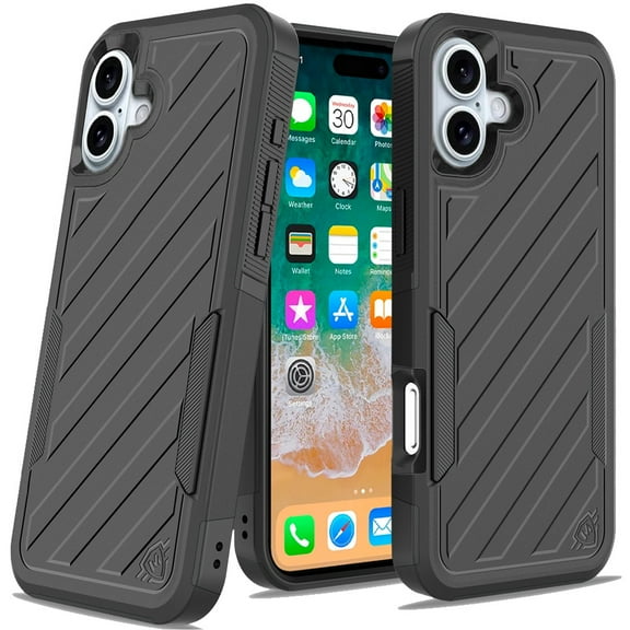 For Iphone 16 Plus 6.7 Inch Metkase Noble Lined Shockproof Dual Layer Hybrid In Slide-out Package - Blackgrey
