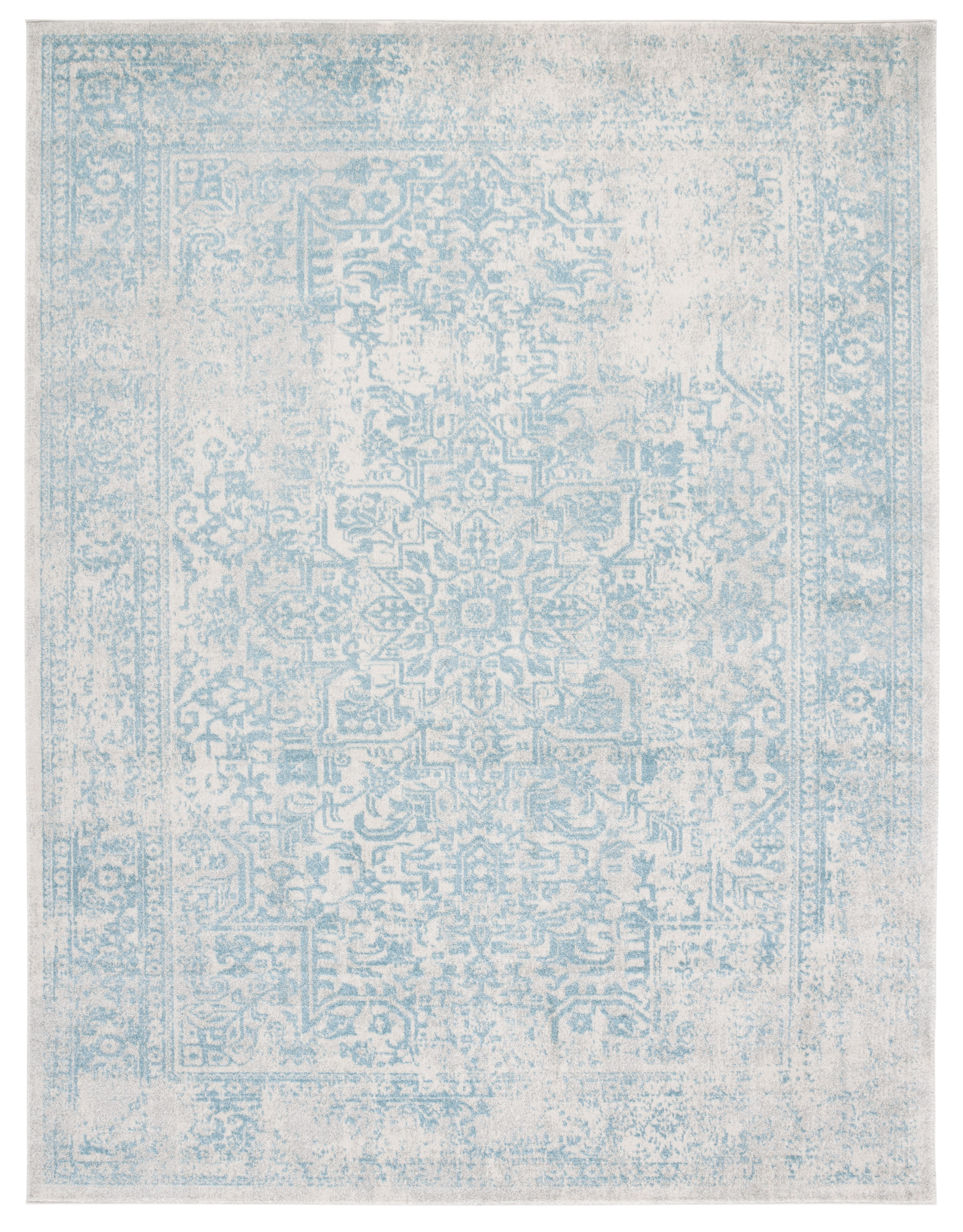 SAFAVIEH Area Rug 11x15 - Evoke Collection - X-Large - Traditional Design, Ivory & Aqua, Non-Shedding & Easy Cleaning, Ideal for Living Room, Bedroom, Dining Space