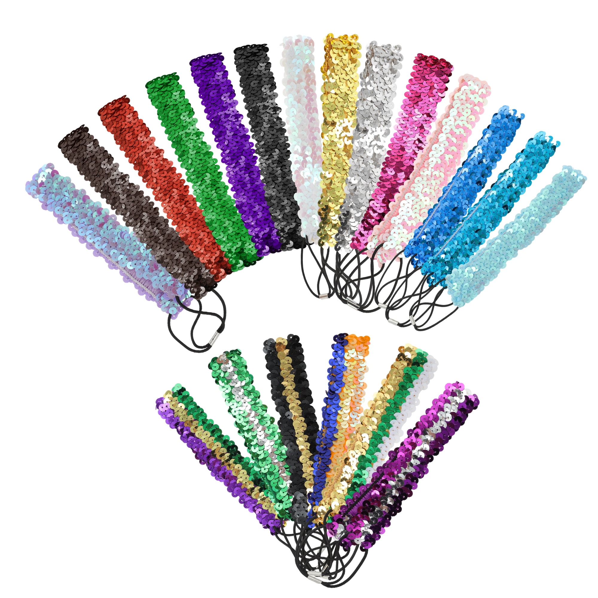 Unique Bargains Elastic Band Sequins Headbands 1 Pc Black