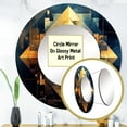 thumbnail image 4 of Designart "Cubist Visions in Gold III" Cubism Rund Mirror For Wall Decor - Large Gold Round Printed Mirror - Industrial Round Mirror 23" x 23" Inch, 4 of 6