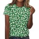 thumbnail image 2 of Fiudx Ropa de Mujer Mujer Verano Ocio Moda Estampado de Flores Cuello Redondo Manga Corta Top/Camisa, 2 of 4