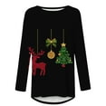 thumbnail image 4 of YUGYXL Women's Xmas Tree Graphic Shirts Oversized Crewneck Long Sleeve Glitter Tunic Blouse Casual Christmas Holiday Pullover B Multicolor XL, 4 of 5