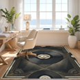 thumbnail image 3 of Design&I 6'x9' Washable Area Rug Oversized Skid-Resistant Vintage Vinyl Record Distressed Rays Aesthetic Player Retro Turntable for Living Room, Family Indoor, 3 of 7