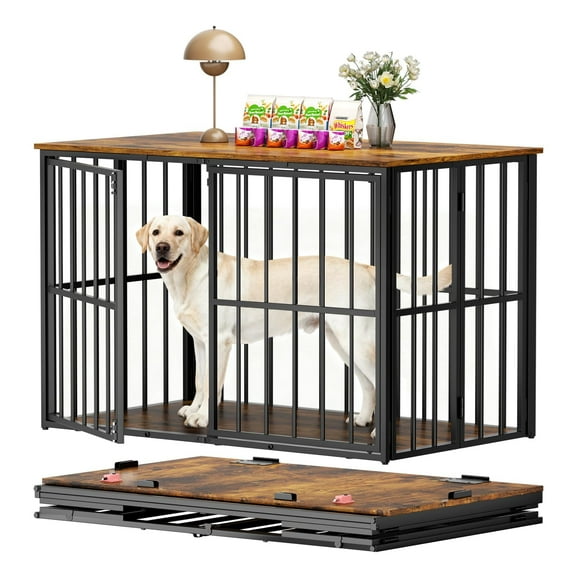 Folding Furniture Style Dog Crate 48Inch Black