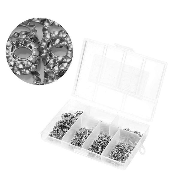 300pcs Lock Washers Lock Washers 304 Stainless Steel Outer Toothed Washers, M2.5-M12 Lock Washers