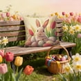 thumbnail image 6 of Vggrvlo Easter Pillow Covers 18x18 Bunny Eggs Polka Dot Cushion Case Decoration 3D Embroidered Velvet Rabbit Spring Cushion Case for Easter Bedroom Holiday Festivals Home Decorations, 6 of 7