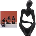 thumbnail image 5 of The Thinker Statue, Resin Thinker Escultura abstracta Estatua Figuras de personajes Decoración para el hogar Oficina Escritorio Adorno Regalos de cumpleaños Negro Recto esquí esquí Gafas de esquí, 5 of 5