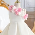 thumbnail image 4 of Ashirexll Robe de Fête Sans Manches pour Filles Polyester Col Rond Longueur Genou Style Princesse Bretelles Spaghetti Élégante pour Fête 1-8 Ans Blanc 7-8 Ans, 4 of 5