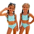 thumbnail image 3 of CCRFTGI Swimsuit for Kids Girls Size 10-12 Two Piece Sets Swimming Bathing Suit Beach Vacation Stars Bikinis Summer Cute Girls Clothes Swimsuits Swimwear Cyan 1-2 Years, 3 of 9