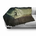 thumbnail image 3 of Ocean Soft Flannel Fleece Blanket, Vintage Old Ship on Sea Moonlight Starry Night Sky Adventure Journey Theme, Cozy Plush for Indoor and Outdoor Use, 50" x 60", Umber Dark Blue White, by Ambesonne, 3 of 6