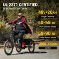 thumbnail image 3 of Addmotor Electric Trike for Adults, 750W, Folding Electric Tricycle, 48V 20Ah, 90MI, 380lbs, 3 Wheel Electric Bikes, Step Through Etrike, Parking Brake, Rear Motor & Differential, E-310 Yellow, 3 of 11