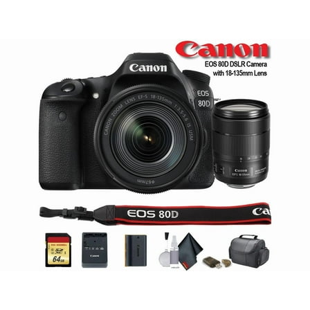 Canon EOS 80D DSLR Camera with 18-135mm Lens (1263C006) - Starter Bundle