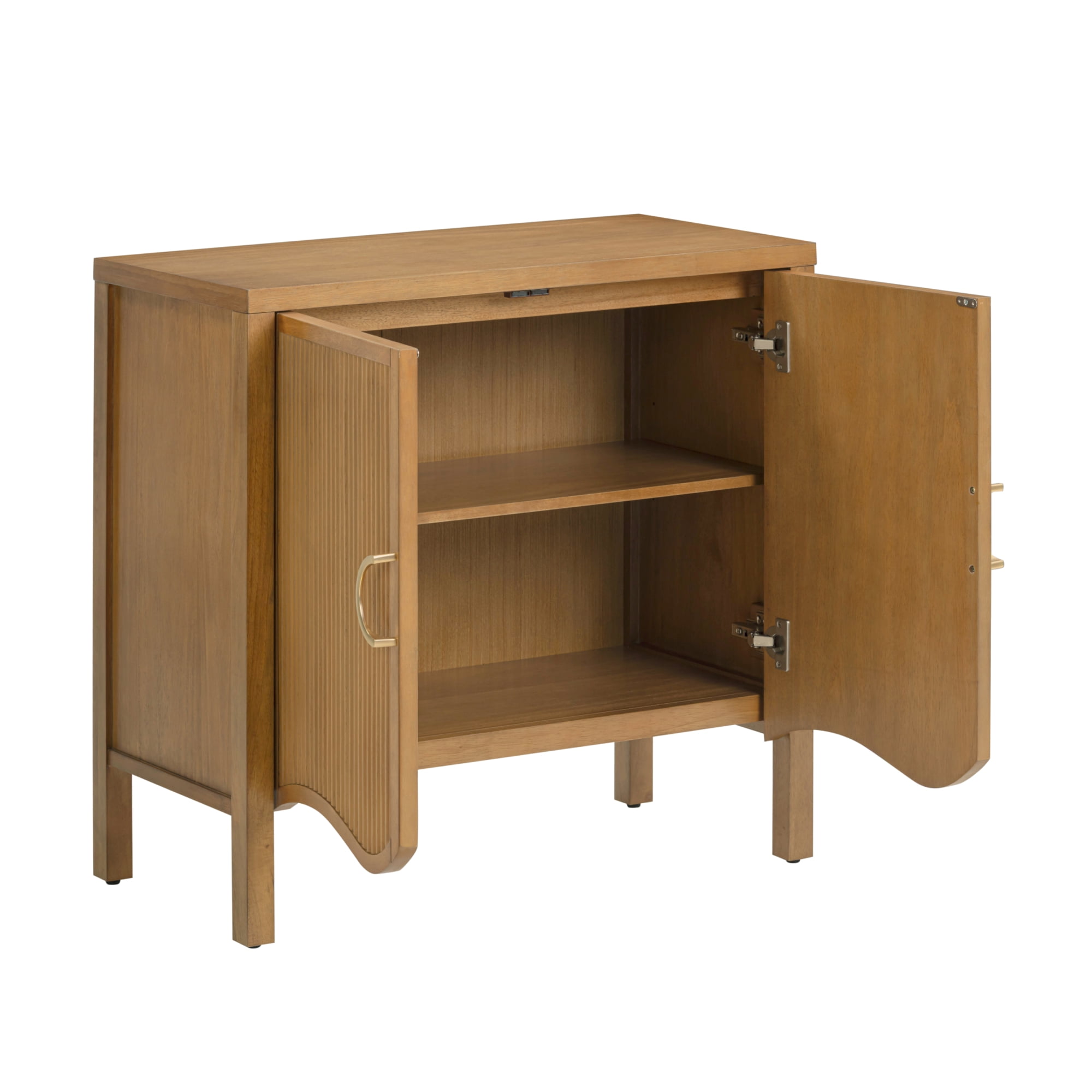 Nathan James Scott Transitional Fluted Accent Cabinet or Storage Cabinet for Living Room or Entryway with Solid Wood Panel, Light Brown