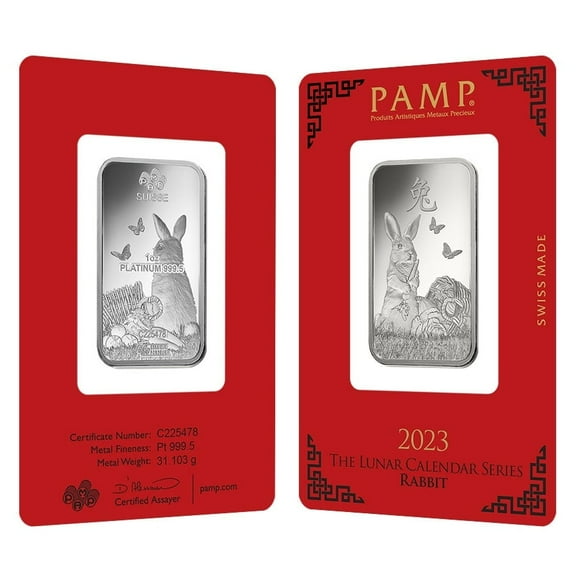 1 oz PAMP Suisse Year of the Rabbit Platinum Bar (in Assay)