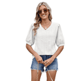 thumbnail image 2 of Womens Puff Short Sleeve Shirt Summer Tops White XXL, 2 of 6