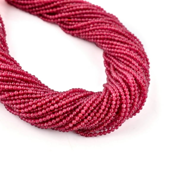 QNAVIC Red Quartz Gemstone Micro Faceted Rounds Beads Strand Drilled Stone Chakra Healing Crystals DIY Jewelry Making Wholesale Bulk Loose Supply Strand 30 Centimeter (1 Strand)