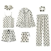 Teissuly Womens Pajamas 7 Pajamas Sets Faux Silk Pyjama Pajamas Sleepwear Sets Spring Summer Homewear