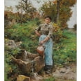 thumbnail image 3 of Léon Augustin Lhermitte 20x22 Black Modern Framed Museum Art Print Titled - At La Fontaine (1885), 3 of 5