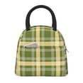 thumbnail image 1 of YFYANG Portable Waterproof Insulated Lunch Bag, Green Christmas Plaid Reusable Cooler Bag / Picnic Bag for Adults Teens, 1 of 9