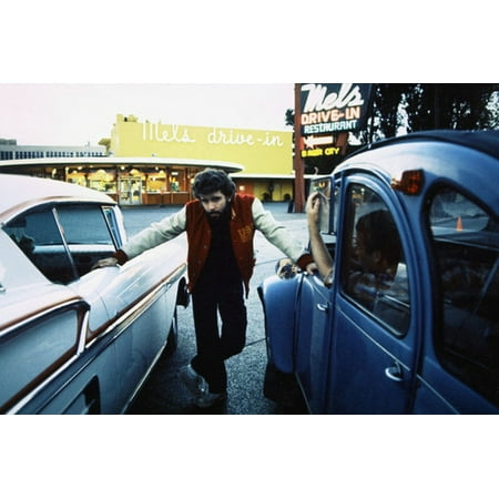 American Graffiti George Lucas With Classic Cars Outside Mel S Diner 24x36 Poster Walmart Com Walmart Com
