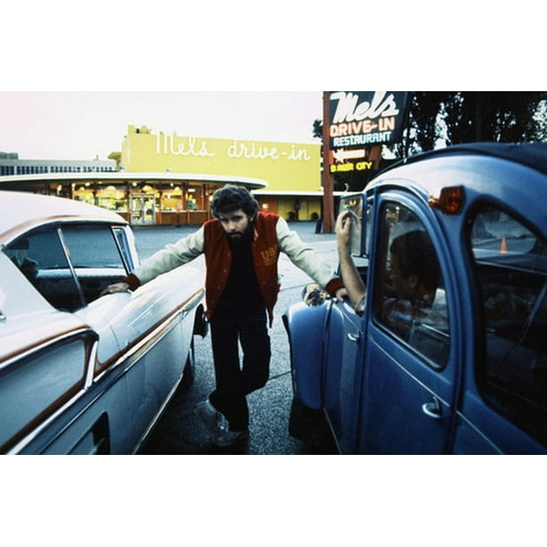 American Graffiti George Lucas With Classic Cars Outside Mel S Diner 24x36 Poster Walmart Com Walmart Com