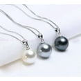 thumbnail image 5 of K-KED 3 Pcs Beauty 8-16mm South Sea Round Shell Pearl 925 Silver Pendant Necklace 17''-White Black Yellow-8 mm, 5 of 5