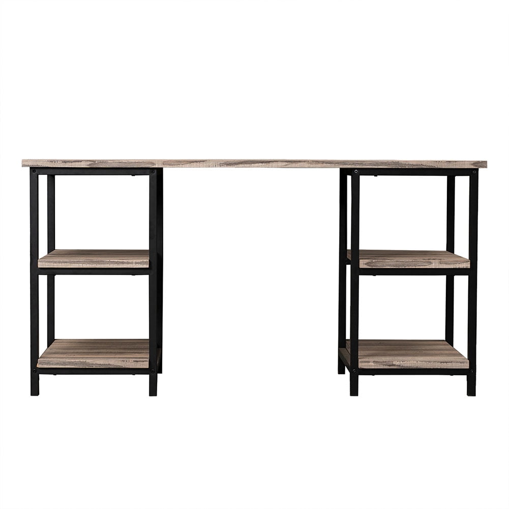 Kepooman 59 Inch Reversible Desk with Storage Bookshelf, Reversible Corner Desk with Shelves for Home Office Kepooman 59 Inch Reversible Desk with Storage Bookshelf, Reversible Corner Desk with Shelves for Home Office