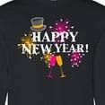 thumbnail image 4 of Inktastic Happy New Year with Hat Fireworks and Wine Glasses Long Sleeve T-Shirt, 4 of 5