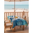 thumbnail image 2 of 60x120 Inch Outdoor Tablecloth with Umbrella Hole Zipper Rectangle Teal Coastal Starfish Rectangular Tablecloths Outside Waterproof Summer Watercolor Ocean Patio Table Cloth Cover for Picnic Party, 2 of 8